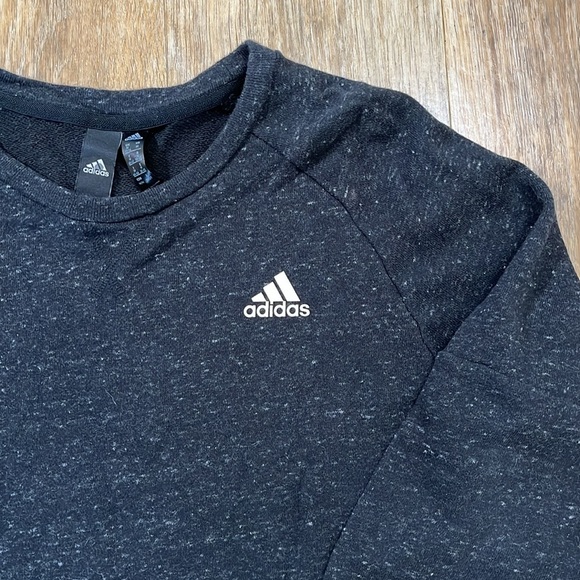 Adidas Black Cropped Sweatshirt Pullover Stripes Sport 2 Street Women’s M EUC - Picture 2 of 9